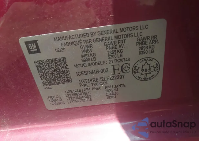 1GT19RE72LF222397: 42593804