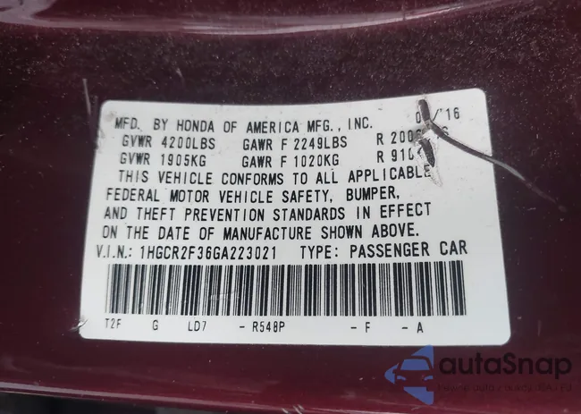 1HGCR2F36GA223021: 42593938