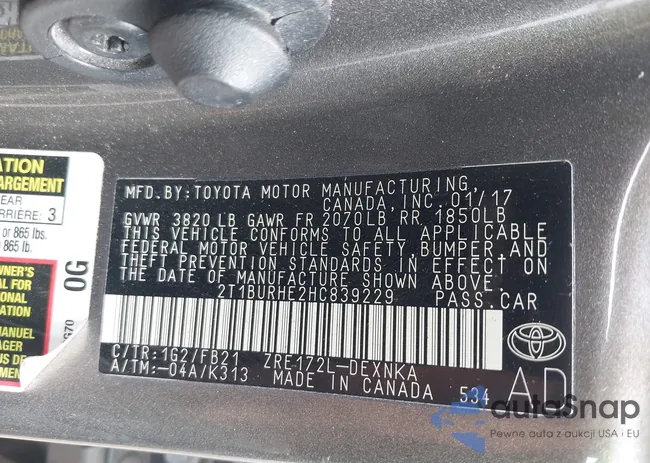 2T1BURHE2HC839229: 42593939