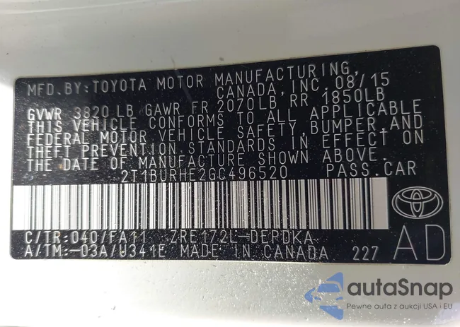 2T1BURHE2GC496520: 42593314