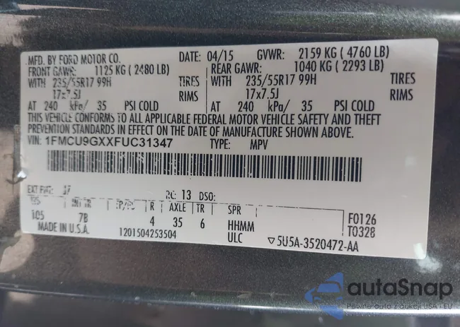 1FMCU9GXXFUC31347: 42593332