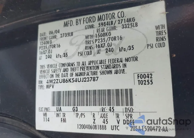 4M2ZU86K54UJ23787: 42594525