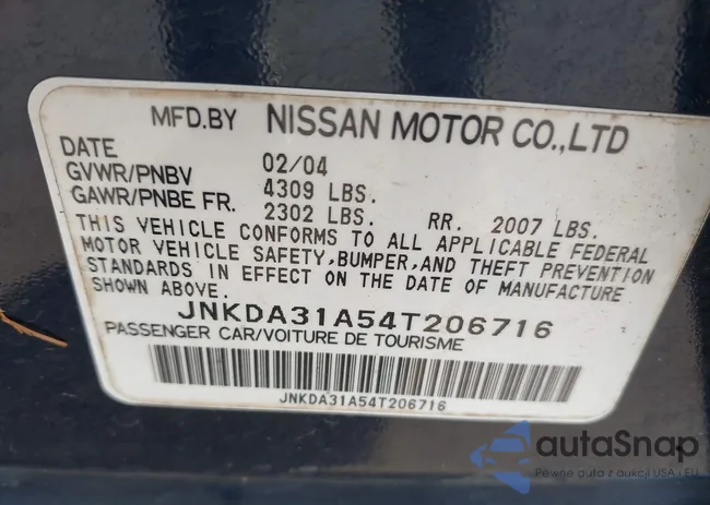 JNKDA31A54T206716: 42594532