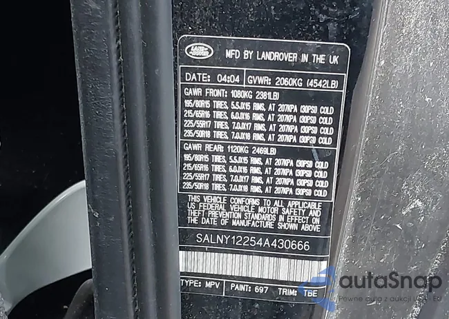 SALNY12254A430666: 42594541