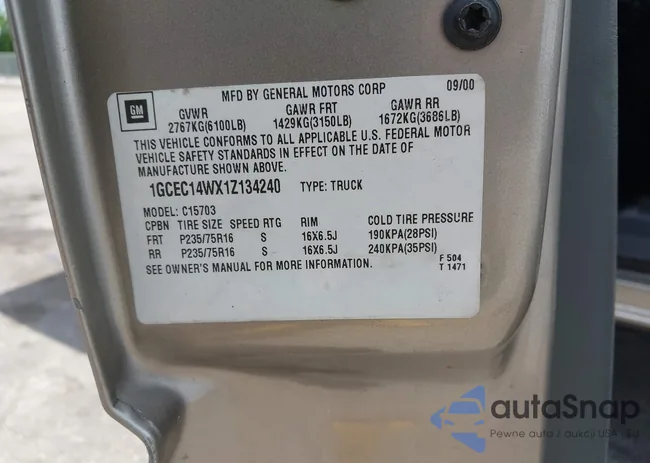 1GCEC14WX1Z134240: 42594555