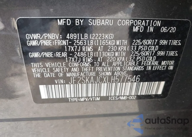 JF2SKAJCXLH577546: 42594599