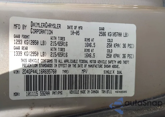 2D4GP44L16R695760: 42594606