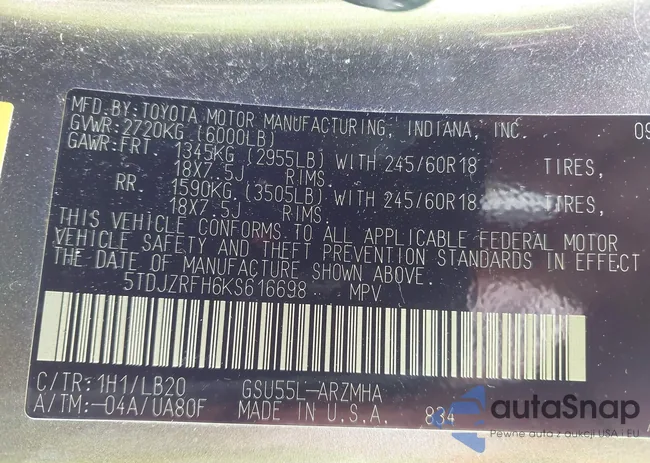 5TDDZRFH5KS704283: 42594707