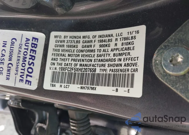 19XFC2F5XHE207658: 42594799