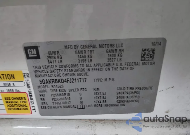 5GAKRBKD4FJ211717: 42594835