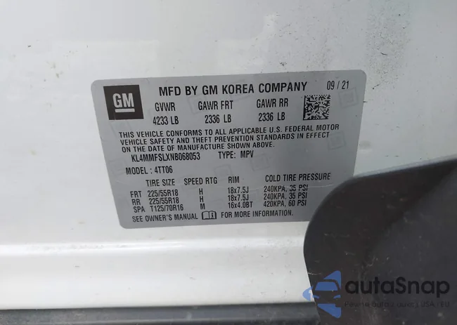 KL4MMFSLXNB068053: 42594905