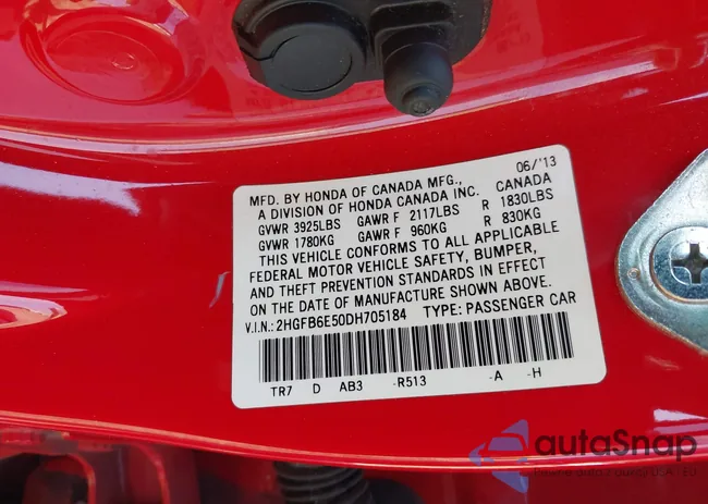 2HGFB6E50DH705184: 42594942