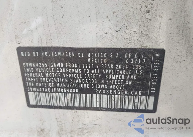 3VW547AU1HM054806: 42594955