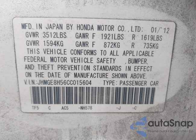 JHMGE8H56CC015604: 42595025