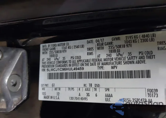 5LMCJ1C96HUL49459: 42594044