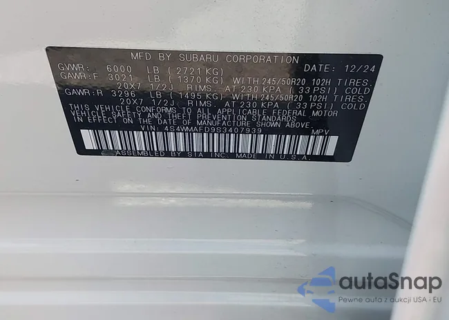 4S4WMAFD9S3407939: 42594237