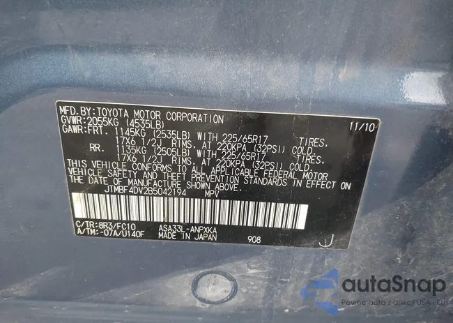 JTMBF4DV2B5042194: 42594275