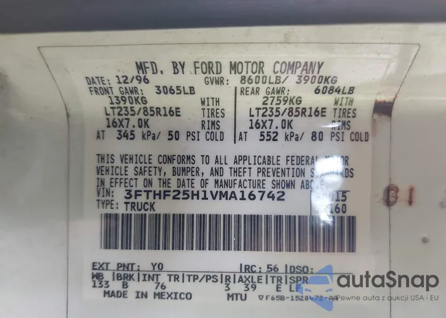 3FTHF25H1VMA16742: 42595441