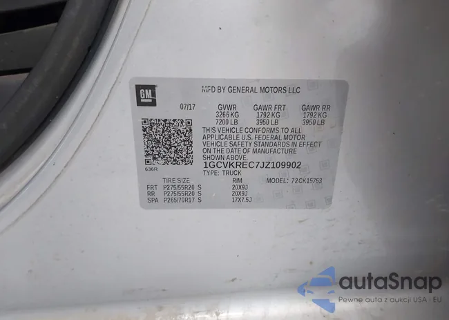 1GCVKREC7JZ109902: 42595643