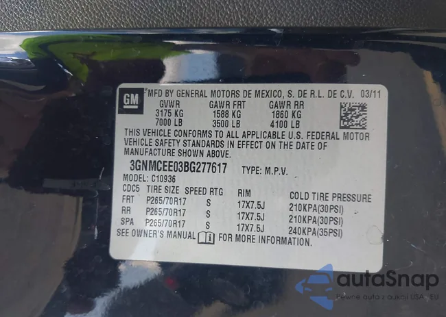 3GNMCEE03BG277617: 42595664