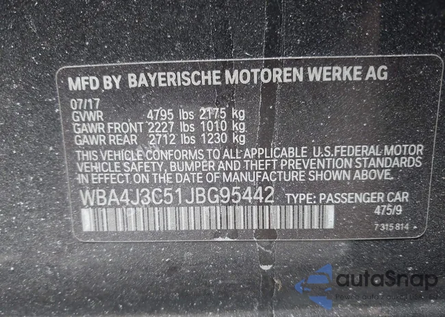 WBA4J3C51JBG95442: 42595947