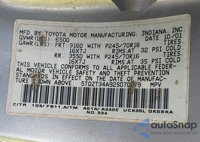 5TDZT34A92S070079: 42595959