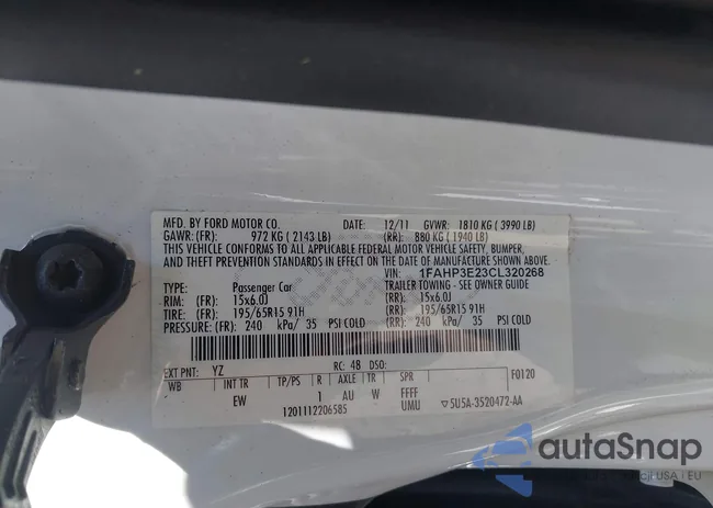 1FAHP3E23CL320268: 42595376