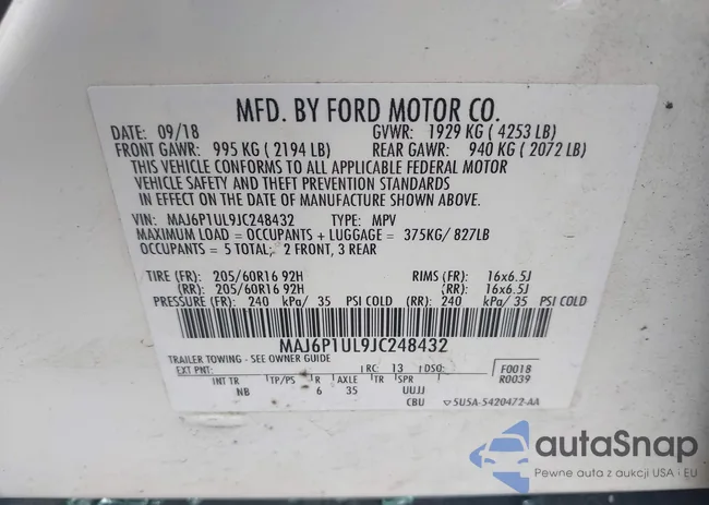 MAJ6P1UL9JC248432: 42595428