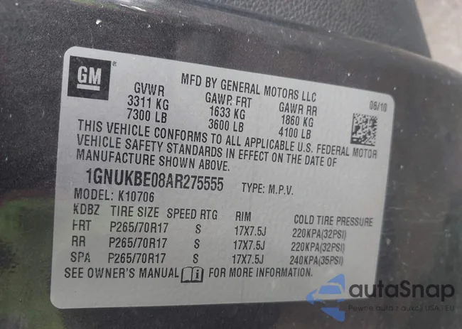 1GNUKBE08AR275555: 42596532