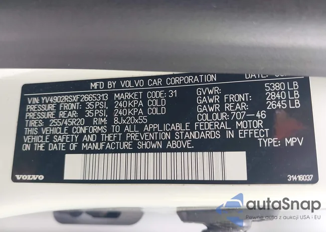 YV4902RSXF2665313: 42596688