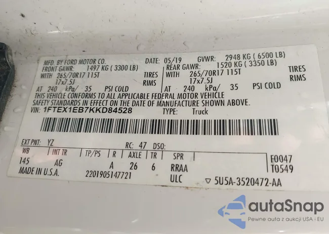 1FTEX1EB7KKD84528: 42596730