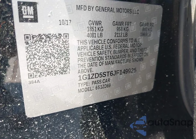 1G1ZD5ST6JF149925: 42596761