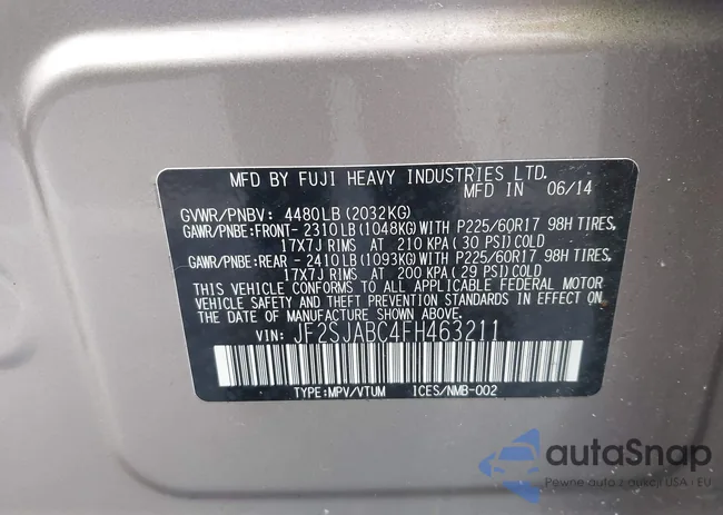 JF2SJABC4FH463211: 42596924