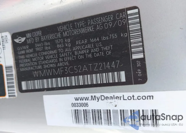 WMWMF3C52ATZ21447: 42597516