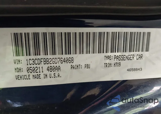 1C3CDFBB2GD764068: 42597583