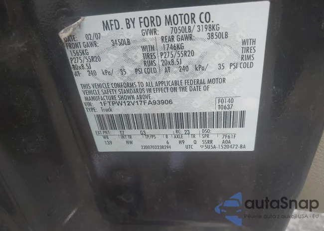 1FTPW12V17FA93906: 42597714