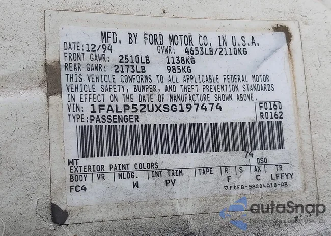 1FALP52UXSG197474: 42597780