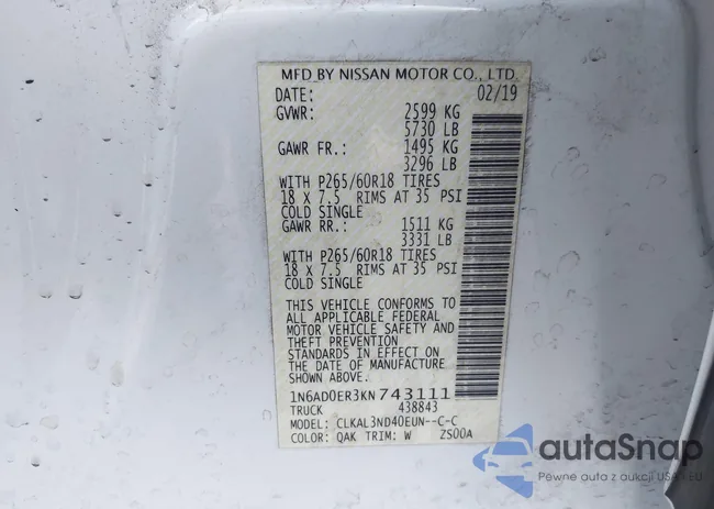 1N6AD0ER3KN743111: 42597836