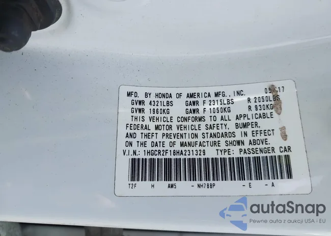 1HGCR2F18HA231329: 42597970