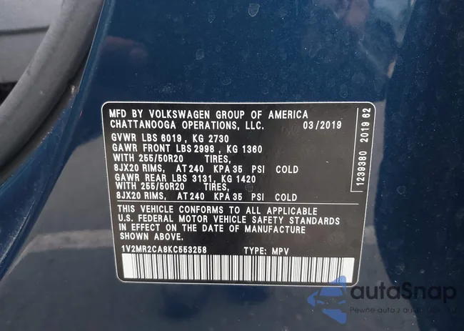 1V2MR2CA8KC553258: 42598620