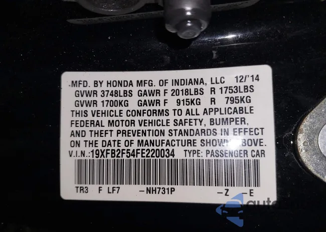 19XFB2F54FE220034: 42598670