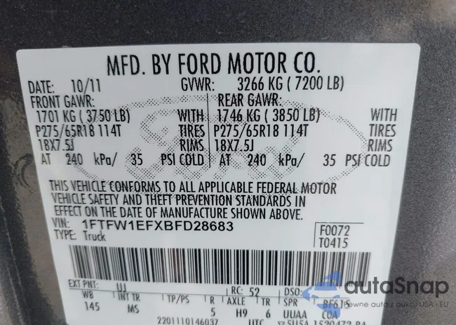 1FTFW1EFXBFD28683: 42598996