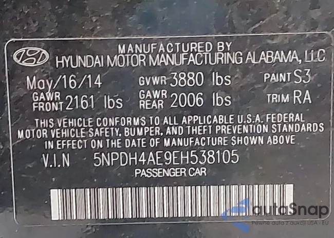 5NPDH4AE9EH538105: 42598160