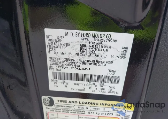 1FTFW1ET3DKD35247: 42598226