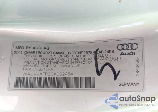 WAUVVAFR3CA002484: 42598303