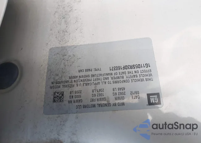 1G11D5SR3DF160371: 42599455