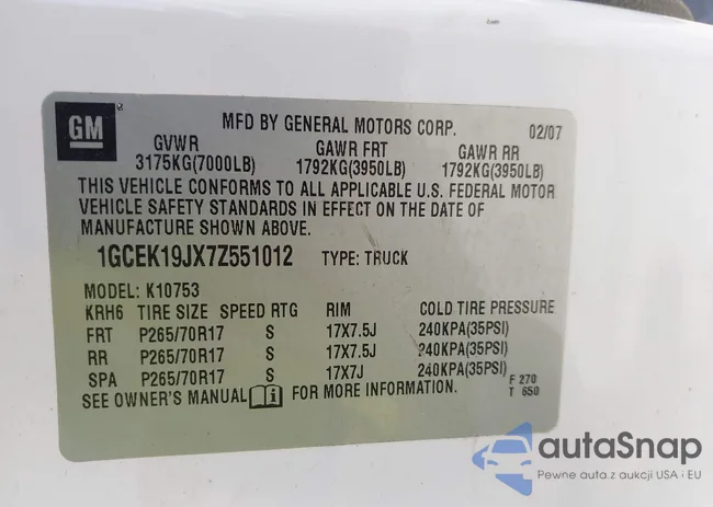 1GCEK19JX7Z551012: 42599502