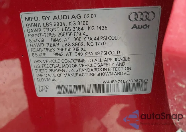 WA1BY74L27D087623: 42599671