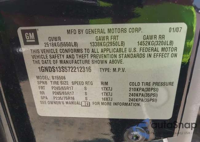 1GNDS13S572212316: 42599862