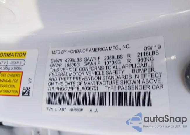 1HGCV1F18LA006701: 42599166